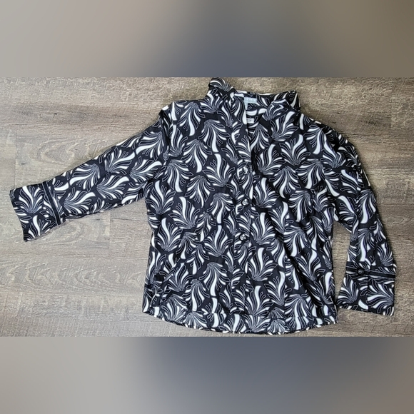 Pendleton Button Down Top Jacket Women's 16 Black & White Geometric 100% Cotton - Picture 5 of 13